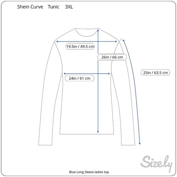 Shein Curve 3XL Blue Marble Print Long Sleeve Tunic Top Womens Polyester Blend - Picture 4 of 7